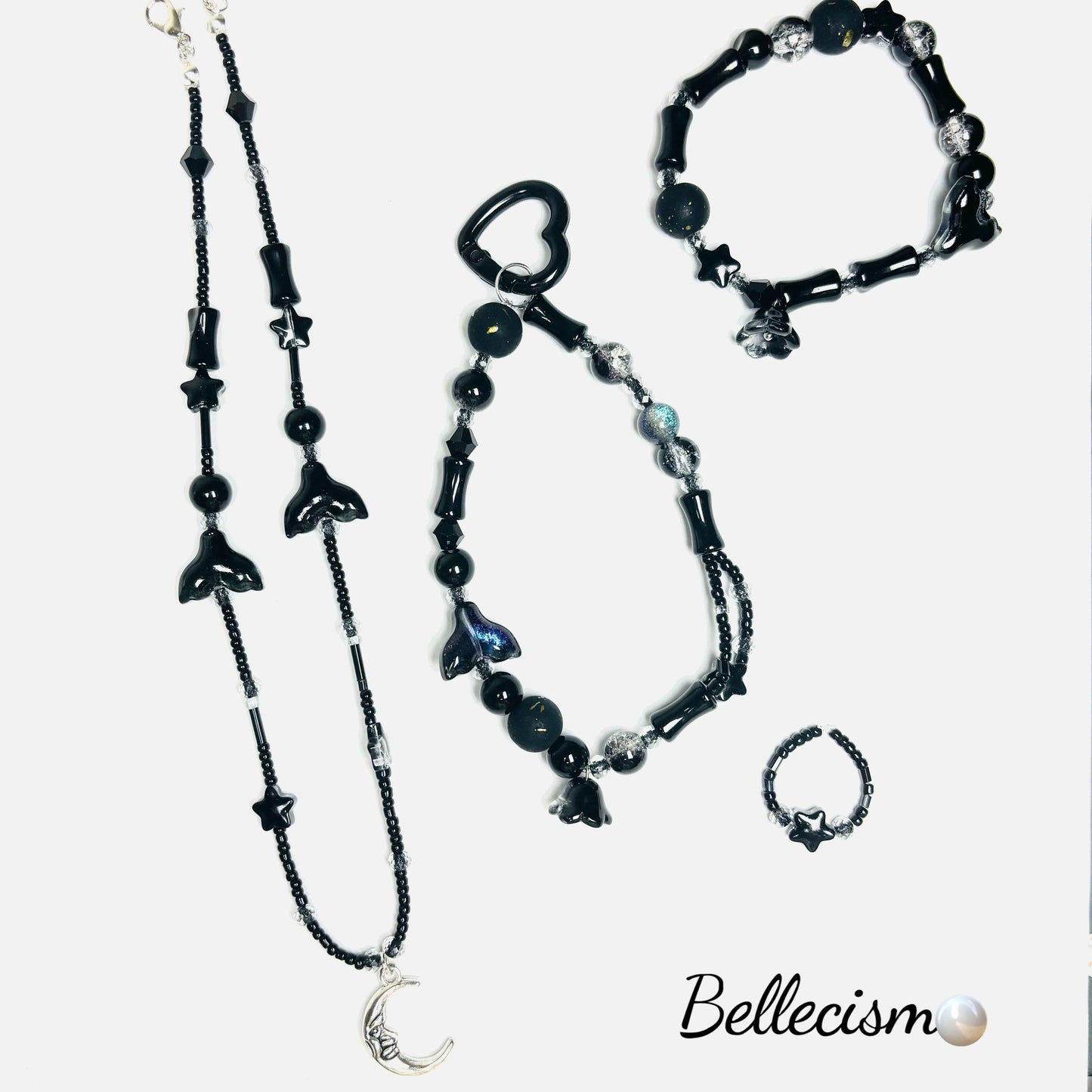 【Puro negro】cuentas de vidrio para pulsera/collar/anillo/aretes