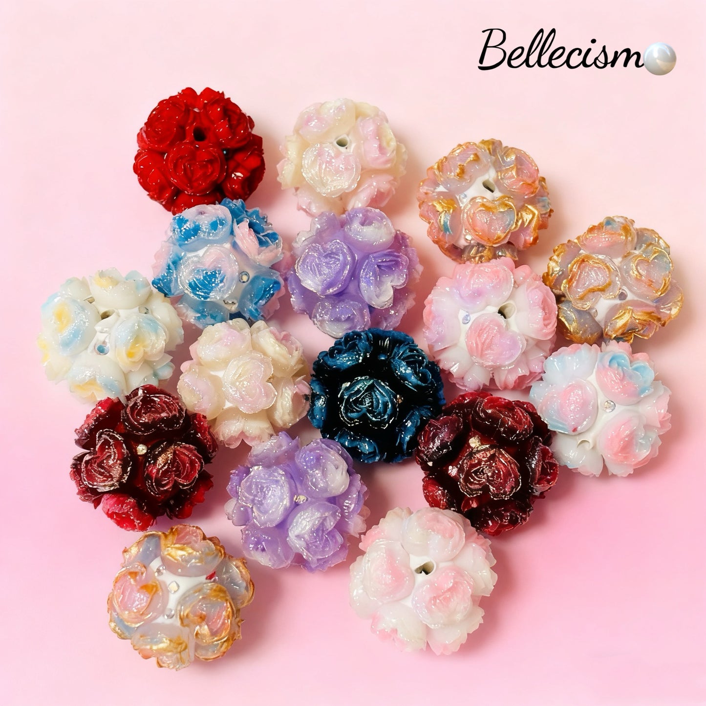 【Bolas de flores】cuentas para lapiceros/color mixto/5 piezas