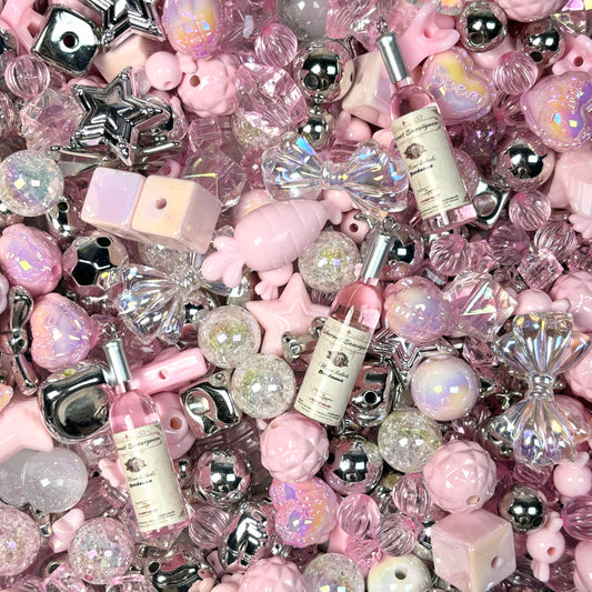 【Rosado plateado】cuentas acrílicas/para colgantes/aretes