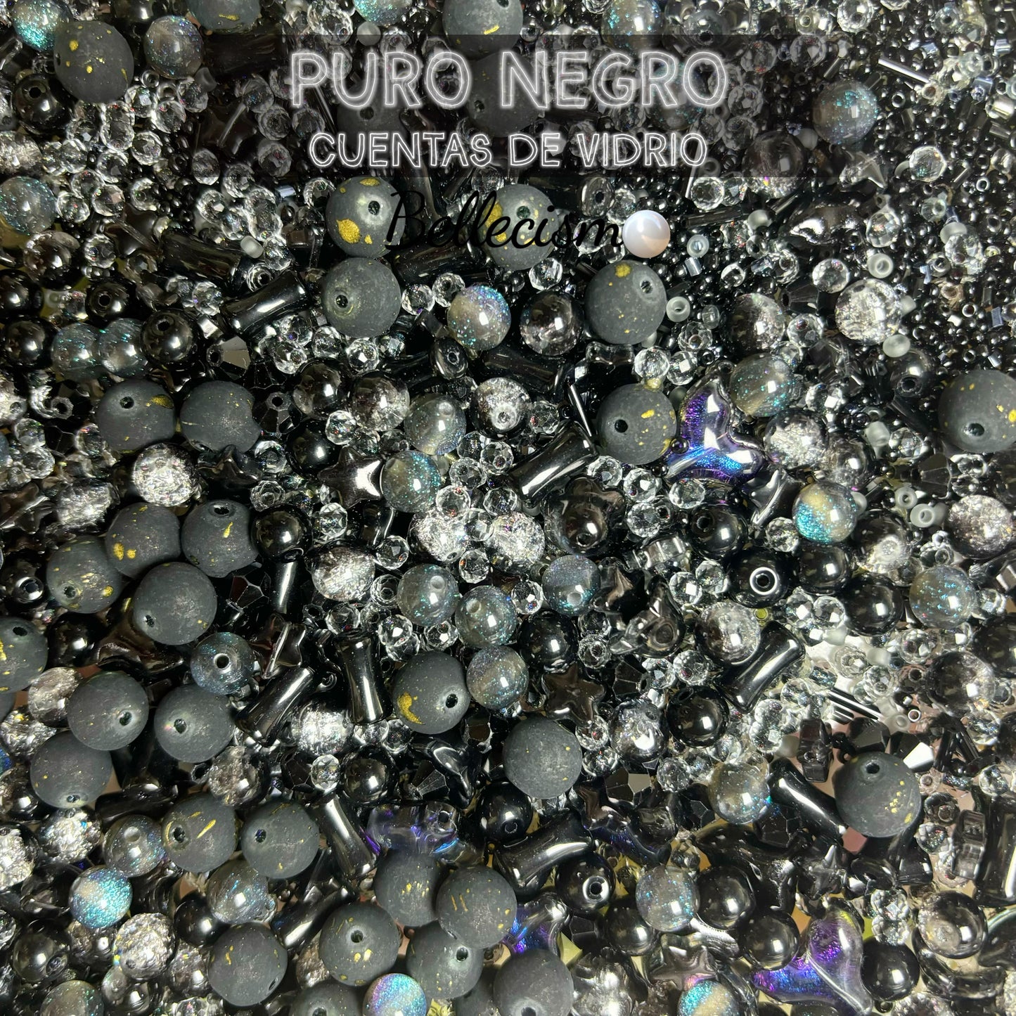 【Puro negro】cuentas de vidrio para pulsera/collar/anillo/aretes