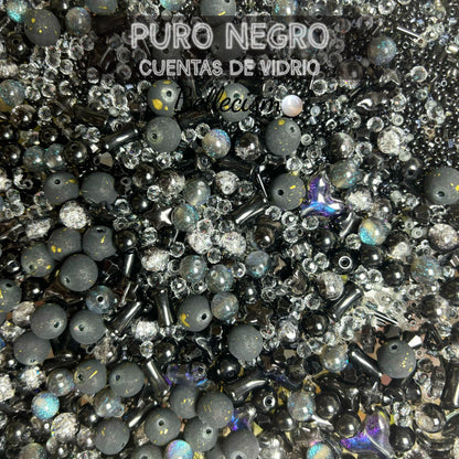 【Puro negro】cuentas de vidrio para pulsera/collar/anillo/aretes