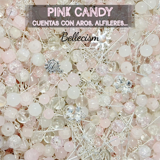 【Pink candy】cuentas con aro,alfileres,cadenas para pulsera/collar/colgante