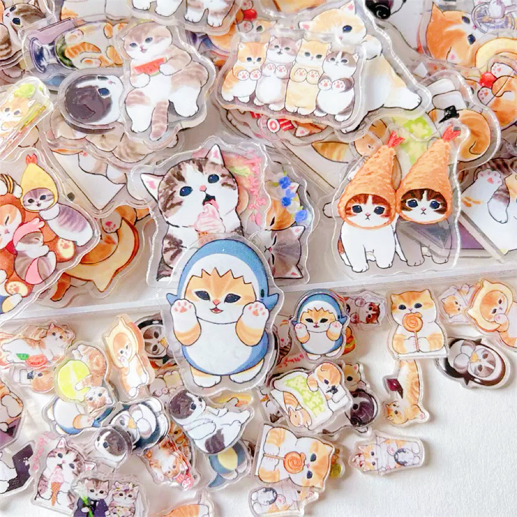 【Gatitos】tarjetas acrílicas/ con acujero/regala cadenas/4cm