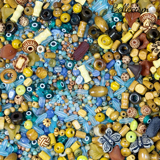 【Lago verde】mezcla de cuantas de vidrio/cuentas acrílicas/piedras naturales/2-8mm