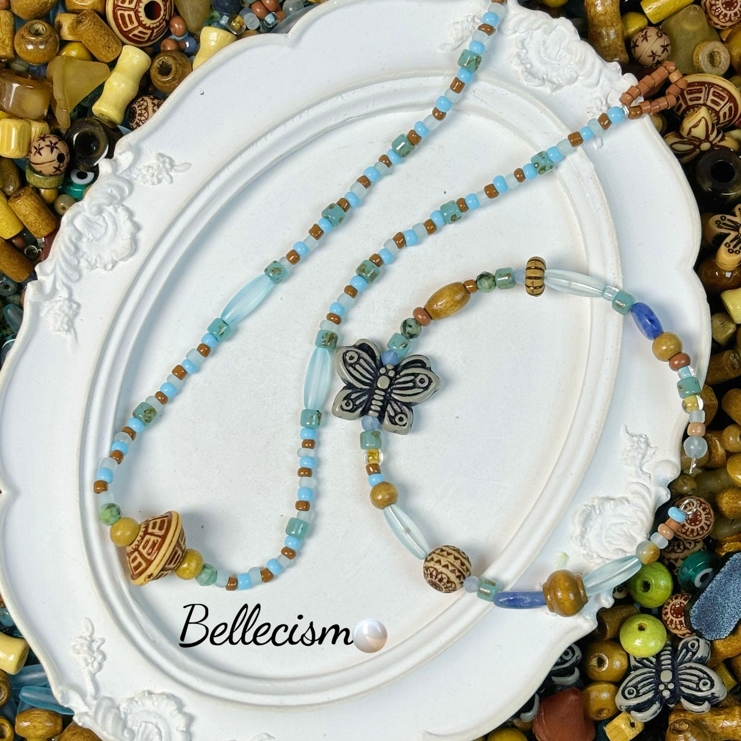 【Lago verde】mezcla de cuantas de vidrio/cuentas acrílicas/piedras naturales/2-8mm