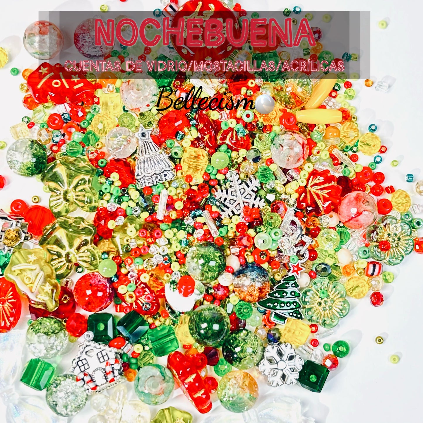 【Nochebuena】cuentas de vidrio redondas/facetadas/mostacillas/acrílicas/separadores para colgantes/pulseras/anillos/collares