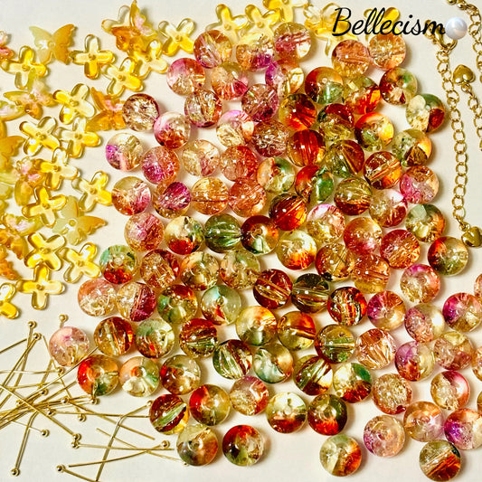 【Pez dorado】cuentas de vidrio/10mm/flores/mariposas/alfileres con punta