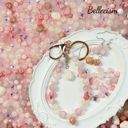 【Pink mix】cuentas de vidrio/8-10mm/conejo/fresa