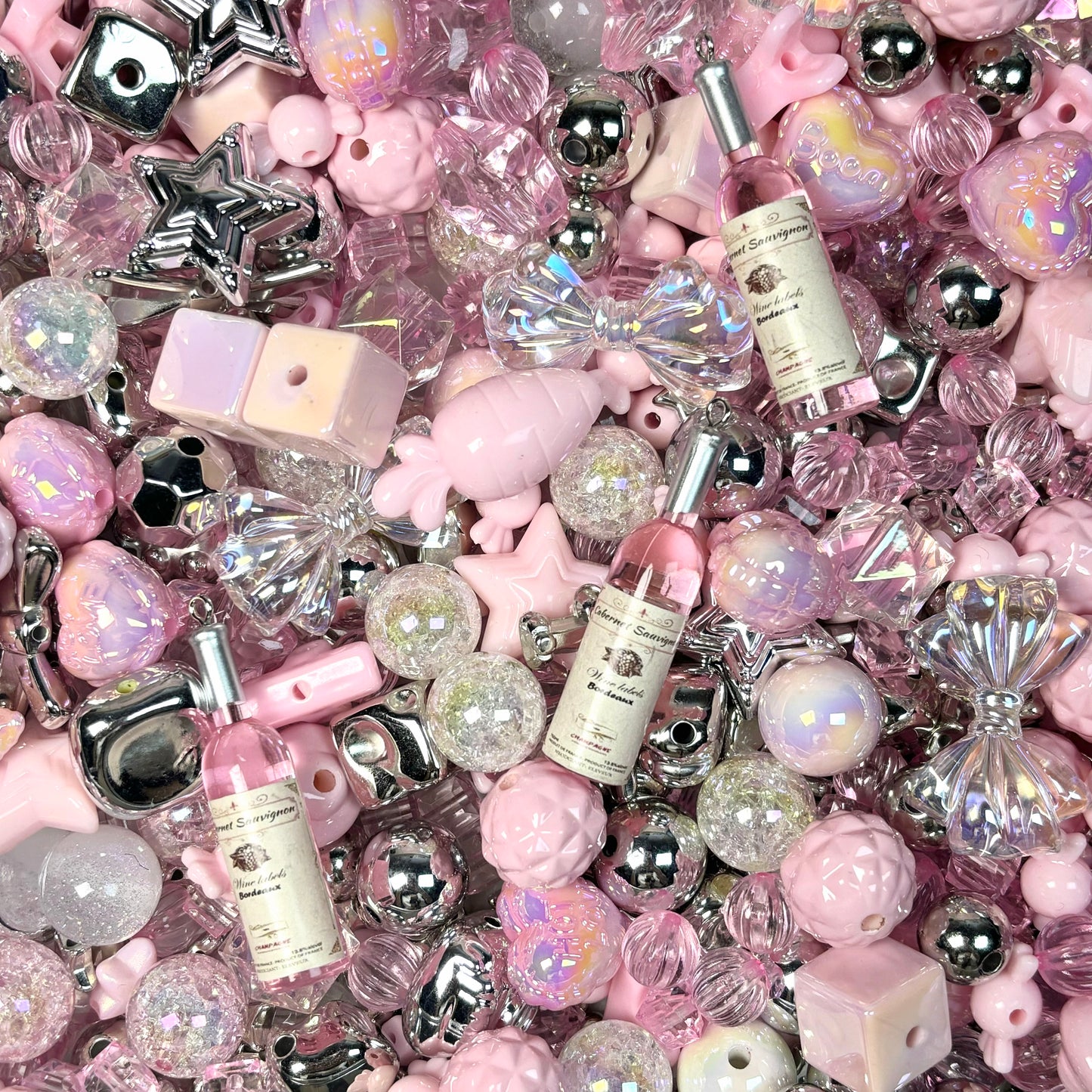 【Rosado plateado】cuentas acrílicas/para colgantes/aretes