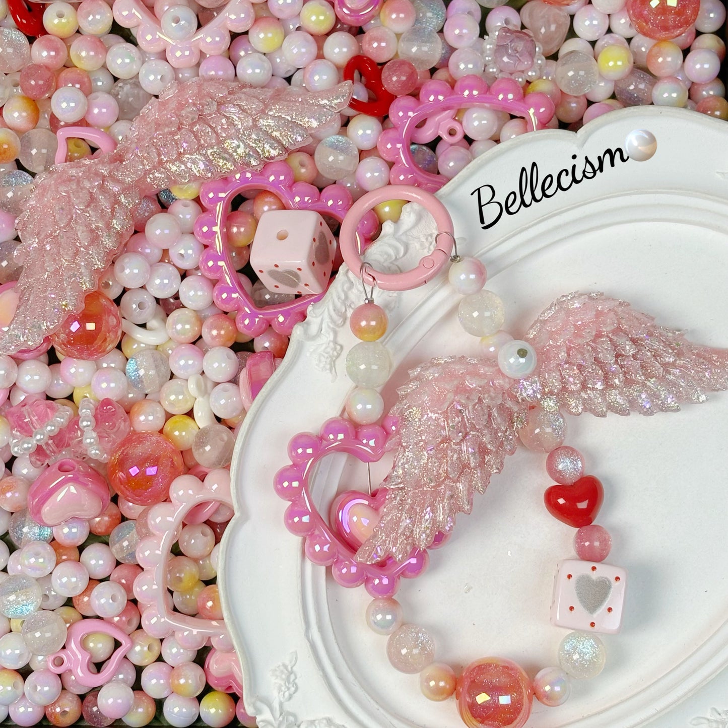 【Happy Valentine's Day】cuentas acrílicas para colgantes/alas brillan en la oscuridad